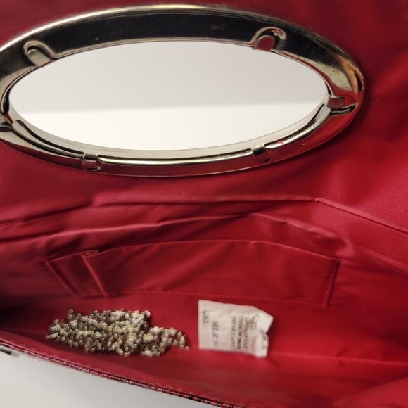 Snake Print Maroon Red Long Rectangular Clutch Purse - Picture 5 of 11